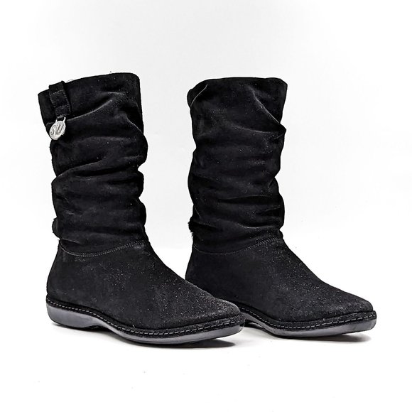 Stuart Weitzman Women Black Suede Faux Fur Cuff ankle boots size 8 - Picture 1 of 12